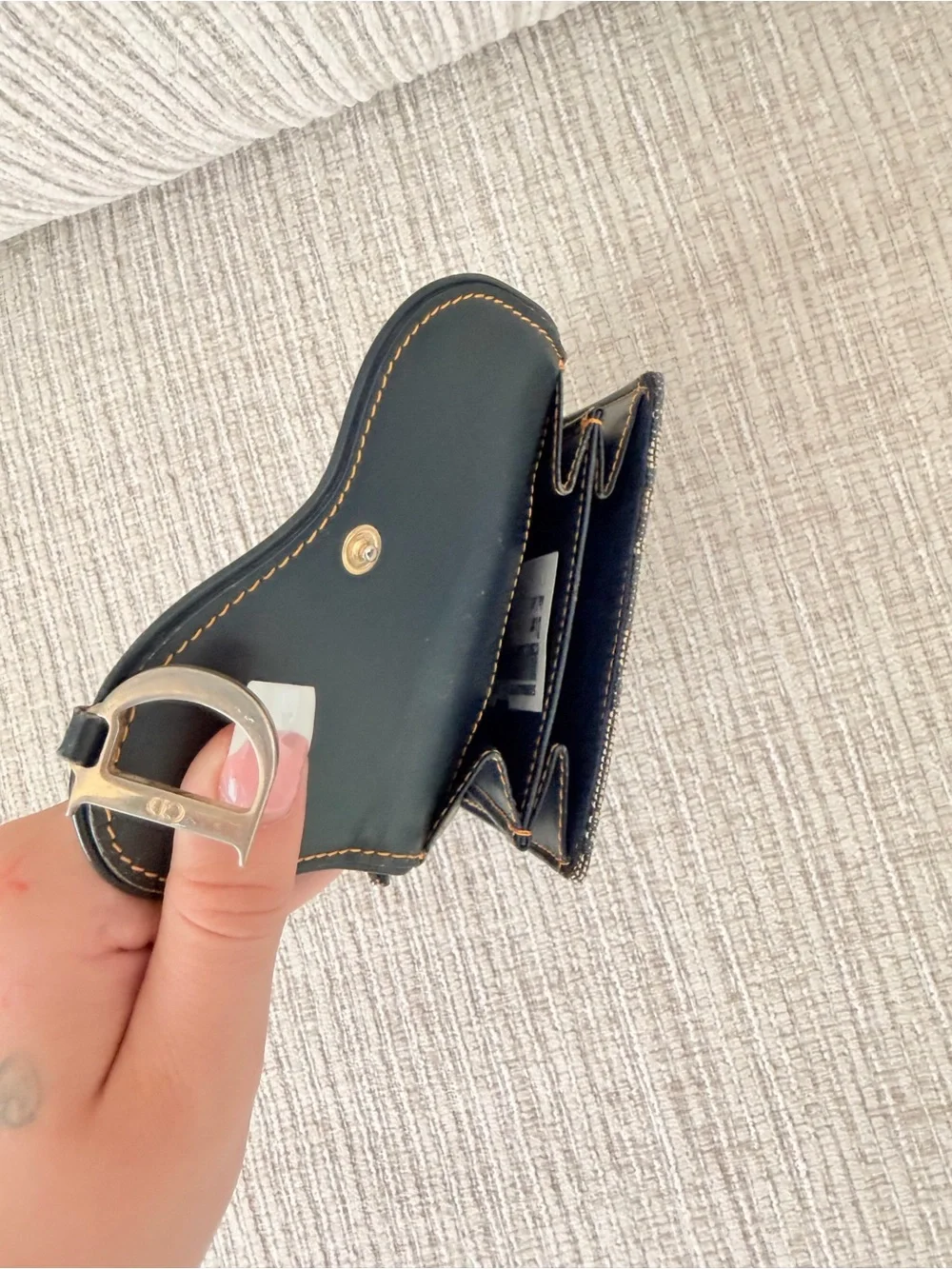Christian Dior Oblique Small Fold Wallet in Blue Denim